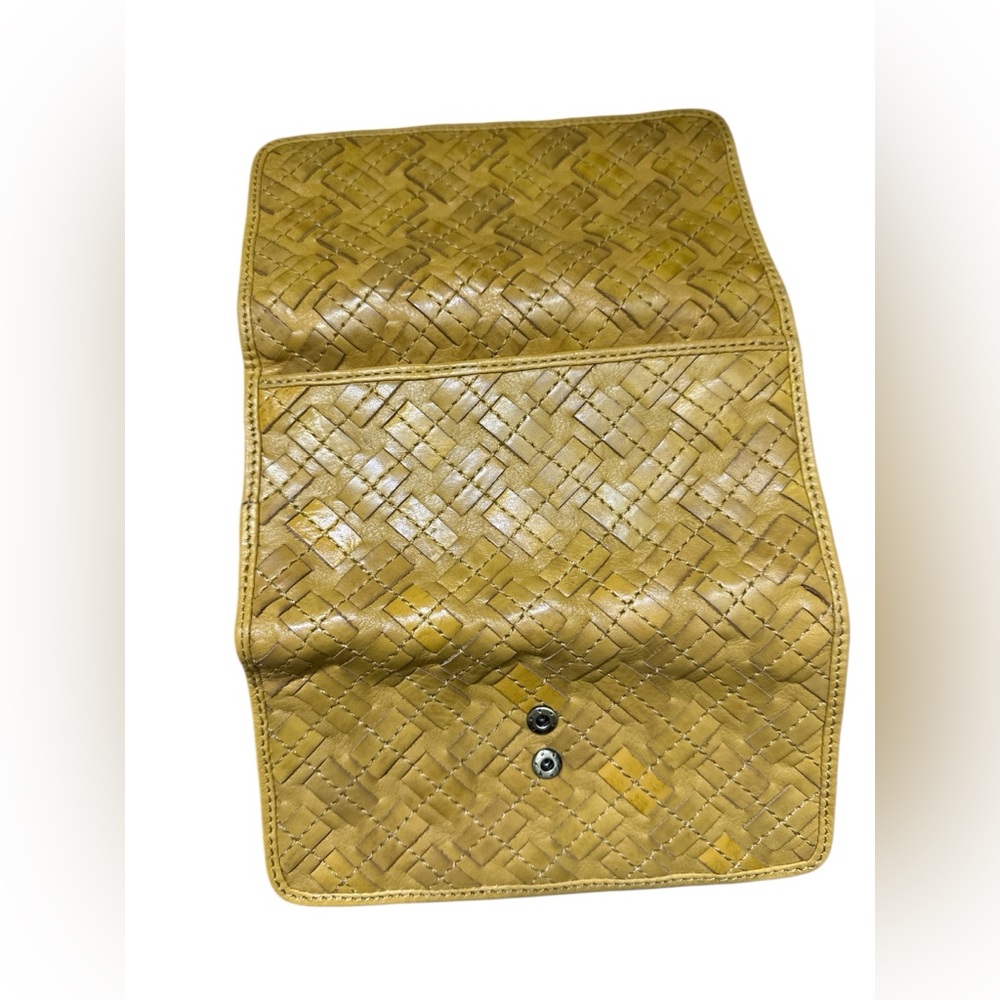 Patricia Nash Yellow Rattan Tri- fold Woven Clutch Wallets RFID - Picture 5 of 12